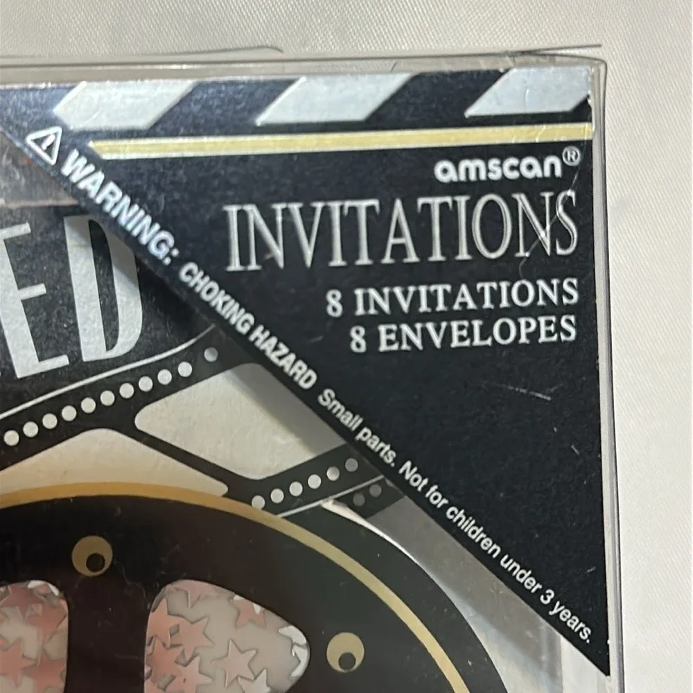 Amscan Movie Film Reel Shaker Party Invitations 8 Count Hollywood Cinema Theme